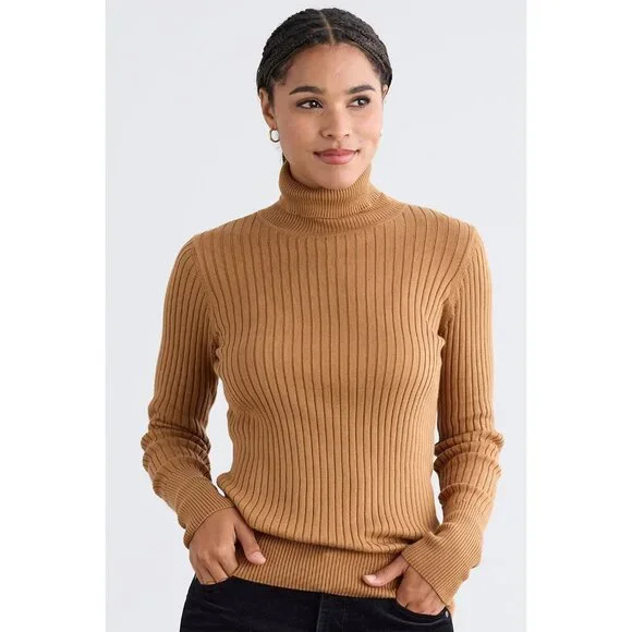 Women’s Organic Cotton Ribbed Turtleneck Sweater Small Fair Trade